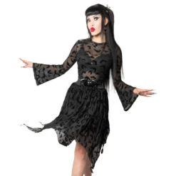 Bat Repeat Mesh Tiered Midi Skirt 10 Bat Repeat Mesh Tiered Midi Skirt -Kreepsville Clothing Store SKMBRT 3