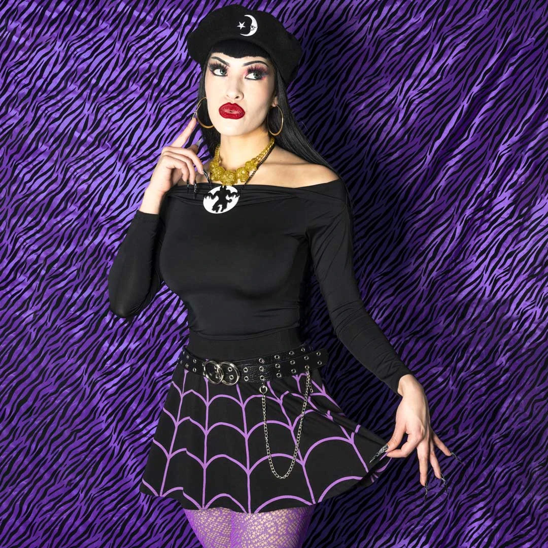 Spiderweb Purple Skater Skirt 7 Spiderweb Purple Skater Skirt - Image 5