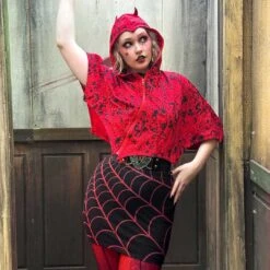Spiderweb Mini Skirt Red -Kreepsville Clothing Store SMSWR 4