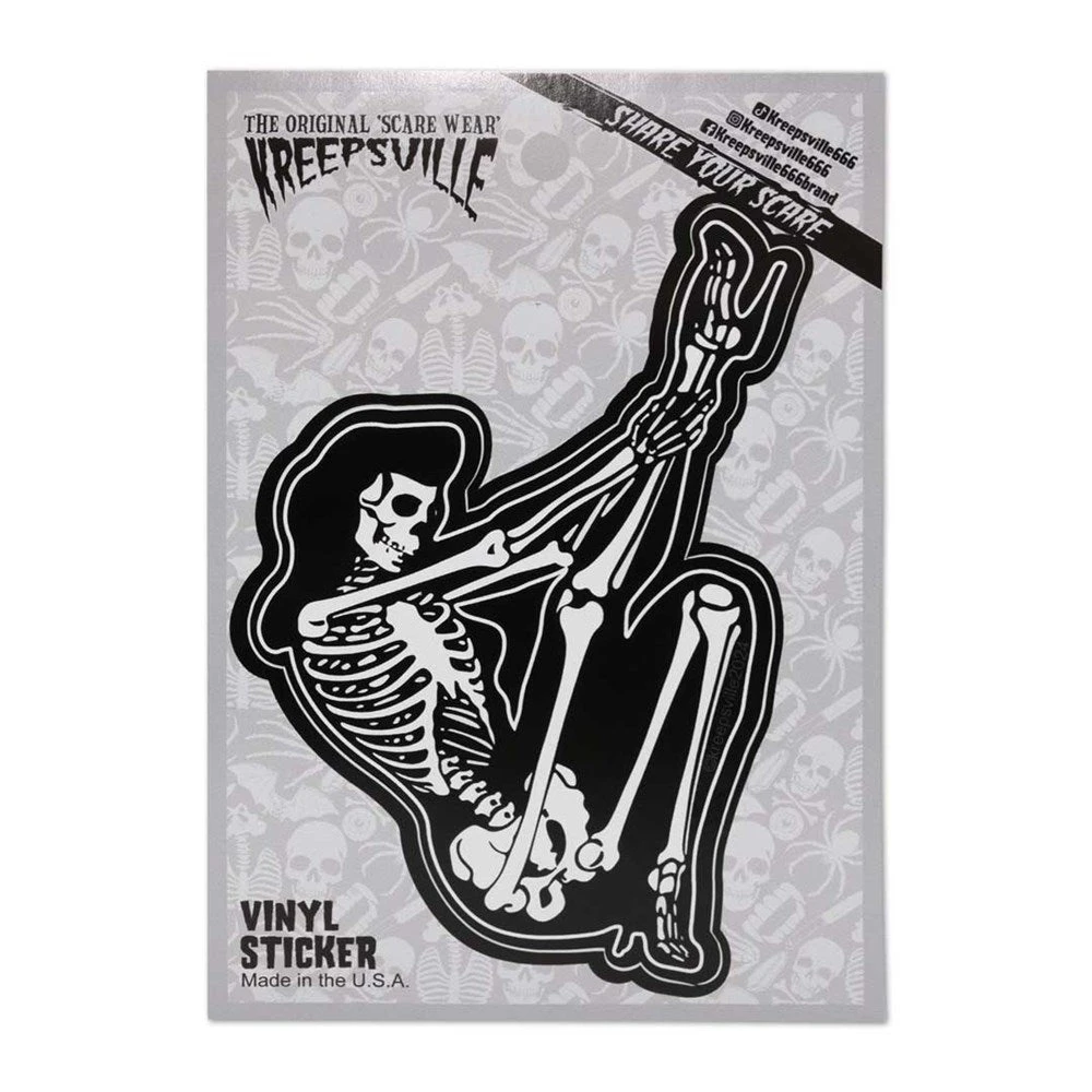 Skeleton Pin-up Leg Up Vinyl Sticker 4 Skeleton Pin-up Leg Up Vinyl Sticker - Image 2