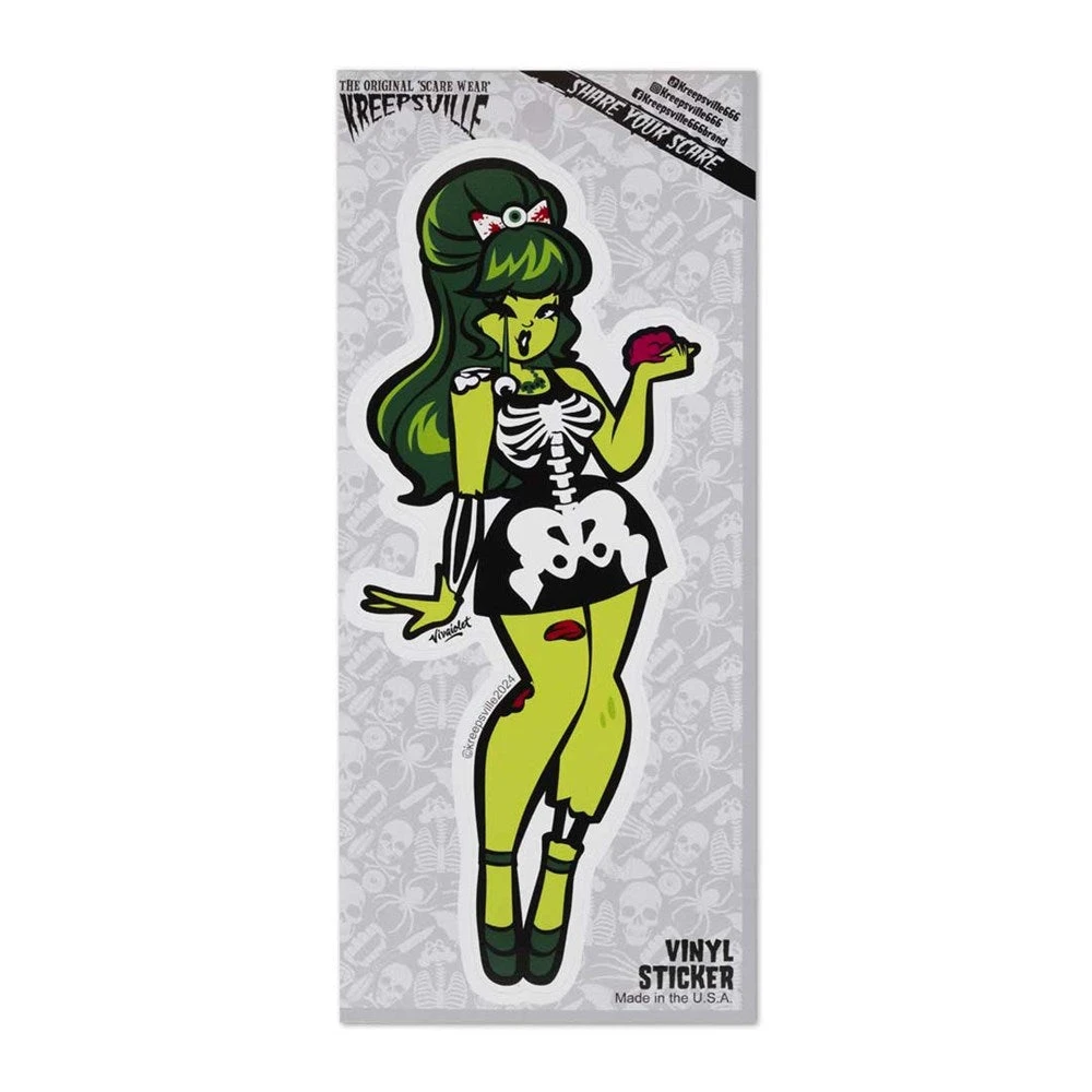 Zombie Girl Vinyl Sticker 4 Zombie Girl Vinyl Sticker - Image 2